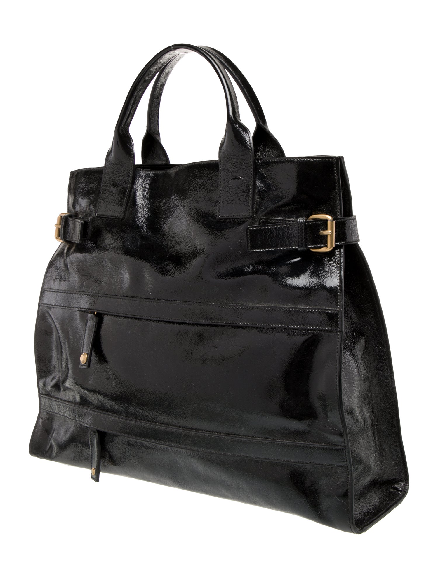 Yves Saint Laurent Patent Leather Top Handle Bag Large